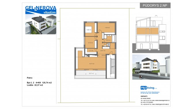 BYT Č.2 - 4+KK, 125,74 m2 + LODŽIE 22,37 m2