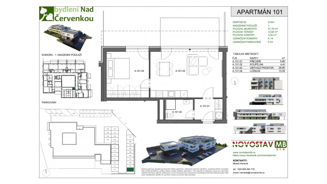 A 101 - 2+KK 52 m2 + 13 m2 terasa