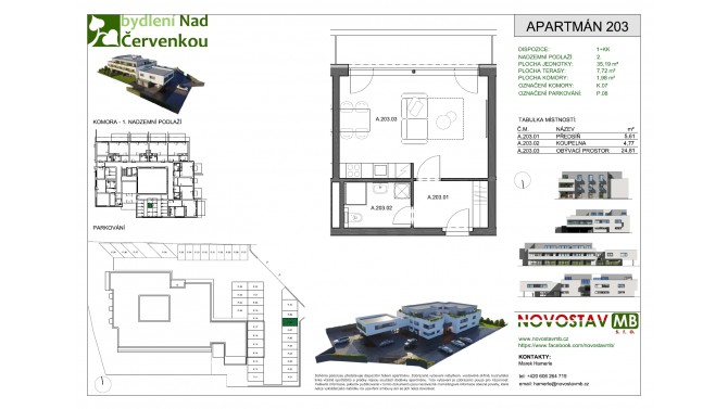 A 203 - 1+KK 35m2 + terasa 7,72 m2