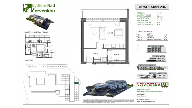 A 204 - 1+KK 38 m2 + terasa 8,37