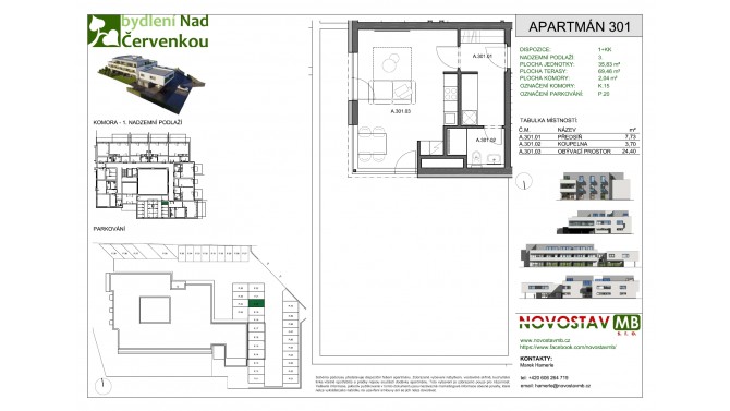 A 301 - 1+KK 36 m2 + terasa 70m2