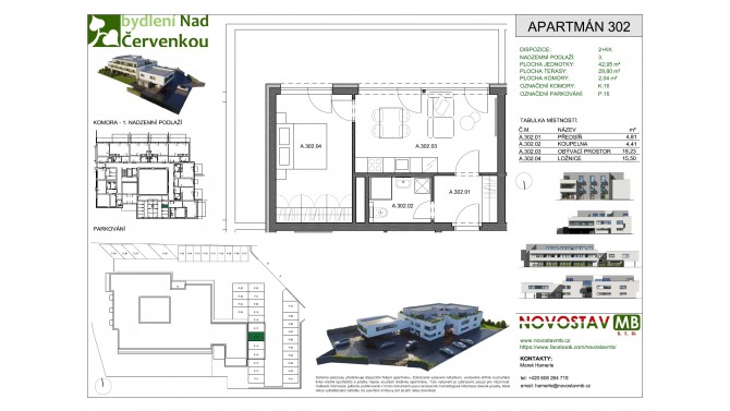 A 302 - 2+KK 43 m2 + terasa 30 m2