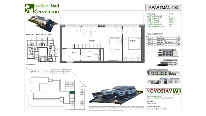 A 303 - 2+KK 60 m2 + terasa 27 m2